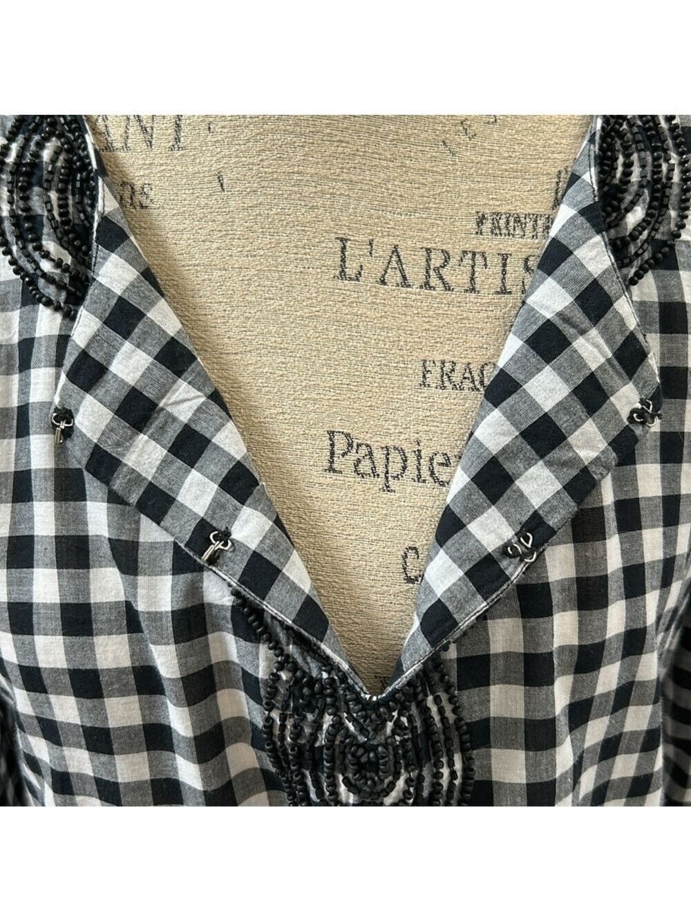 Vineyard Vines Embellished Bead Gingham Pullover Tunic Top/Cover Up Size Small - Picture 4 of 12